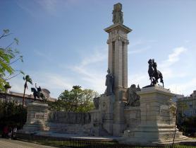 Španělské město Cádiz - památník na náměstí Plaza de España